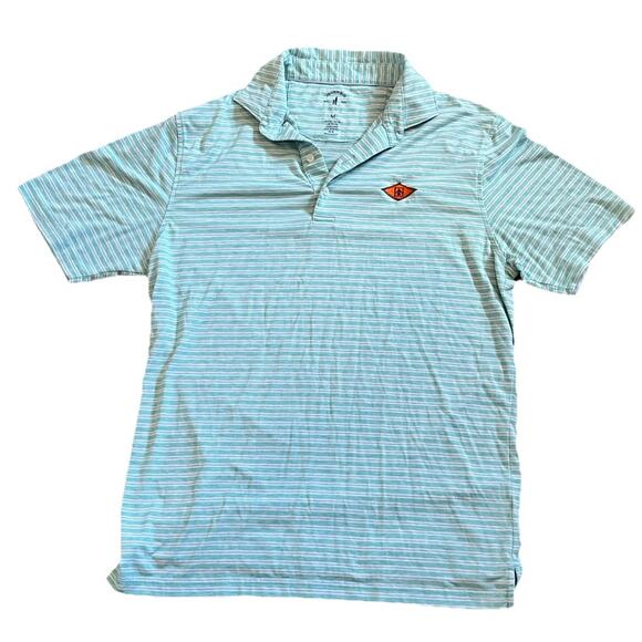 Johnnie O Shirt Mens M Blue Green Polo Performance Golf Striped Logo - Picture 1 of 6